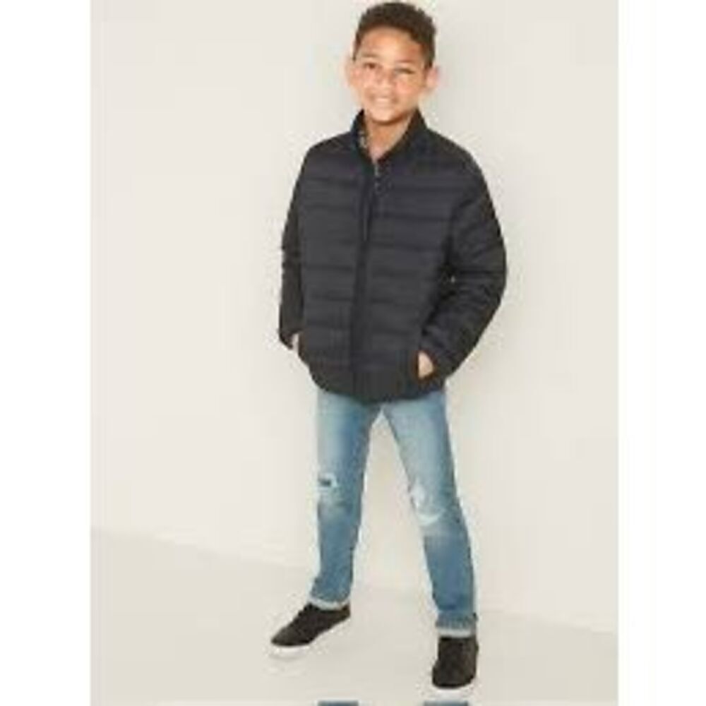 The Children's Place Boys XL Quilted Puffer Jacket Black Water Resistant Winter